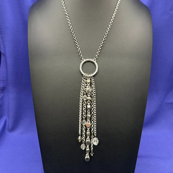 VTG Brighton Infinity Necklace Circle Medallion Chain Tassel Necklace - Picture 3 of 8